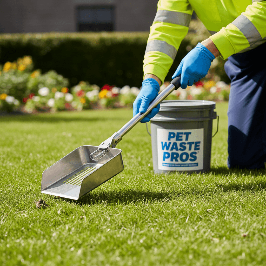 Triangle Curbside Services technician performing yard cleanup