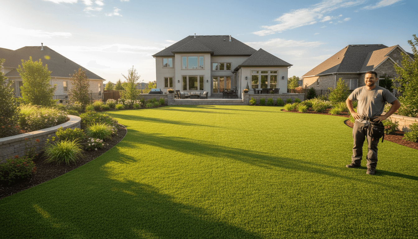 Well-maintained residential yard ready for outdoor pets